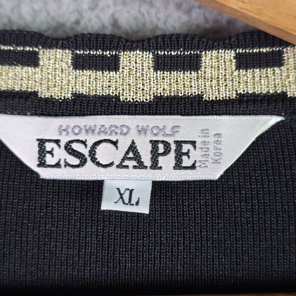 Howard Wolf Escape Cardigan XL Black VTG Metallic Trim Removable Shoulder Pads - Picture 3 of 16